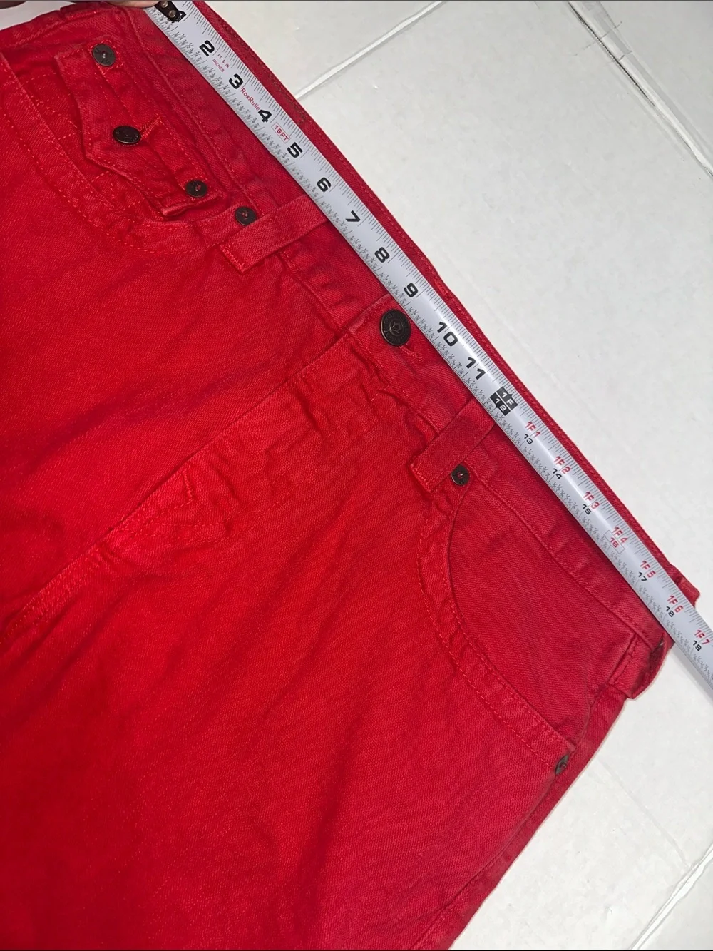 True Religion Red RickyJeans Relaxed Straight Denim Mens Size 34 Cotton